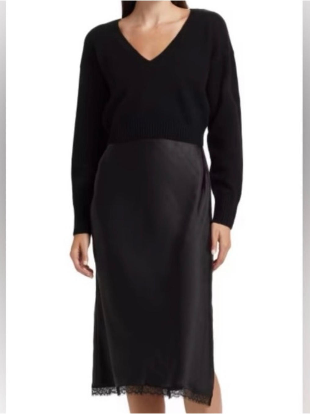 dh NEW YORK Black Dress and V-Neck Sweater Set